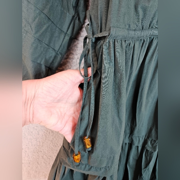 Madewell Womens Oaklynn Green All Cotton Long Sleeve Drawstring Dress Sz-S *READ - Picture 6 of 15